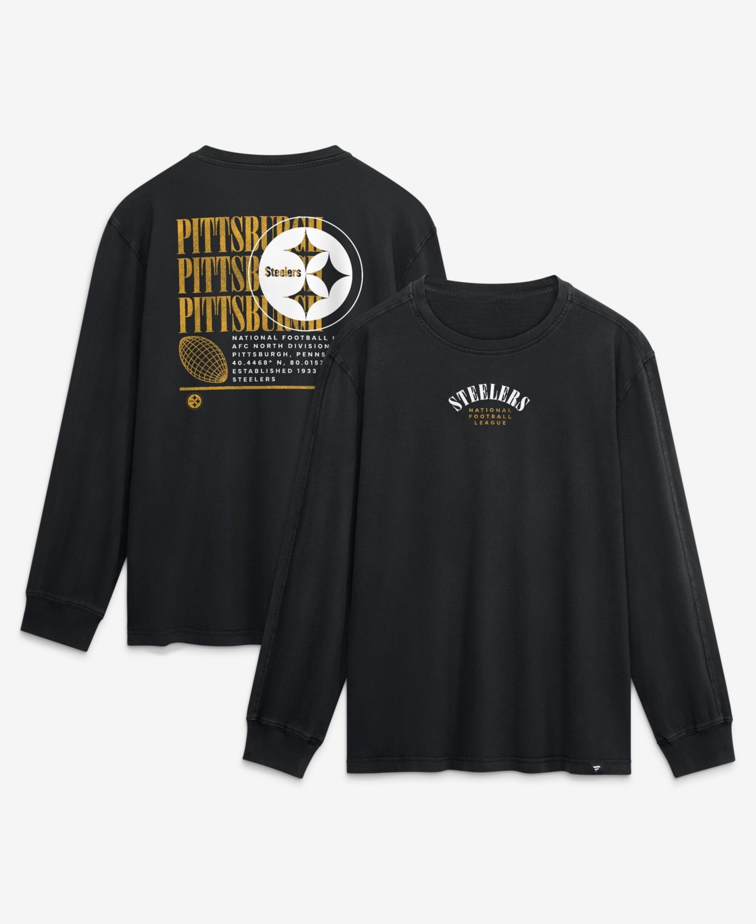 Men's Black Pittsburgh Steelers Relaxed Fullback Drive Long Sleeve Fashion Top