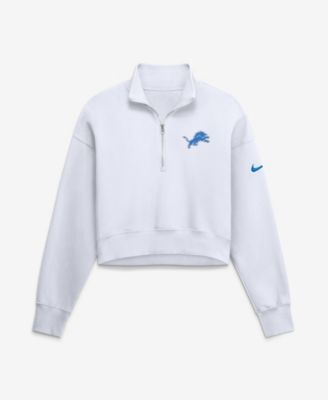 Women's White Detroit Lions Oversized Phoenix Fleece Cropped Quarter-Zip Sweatshirt