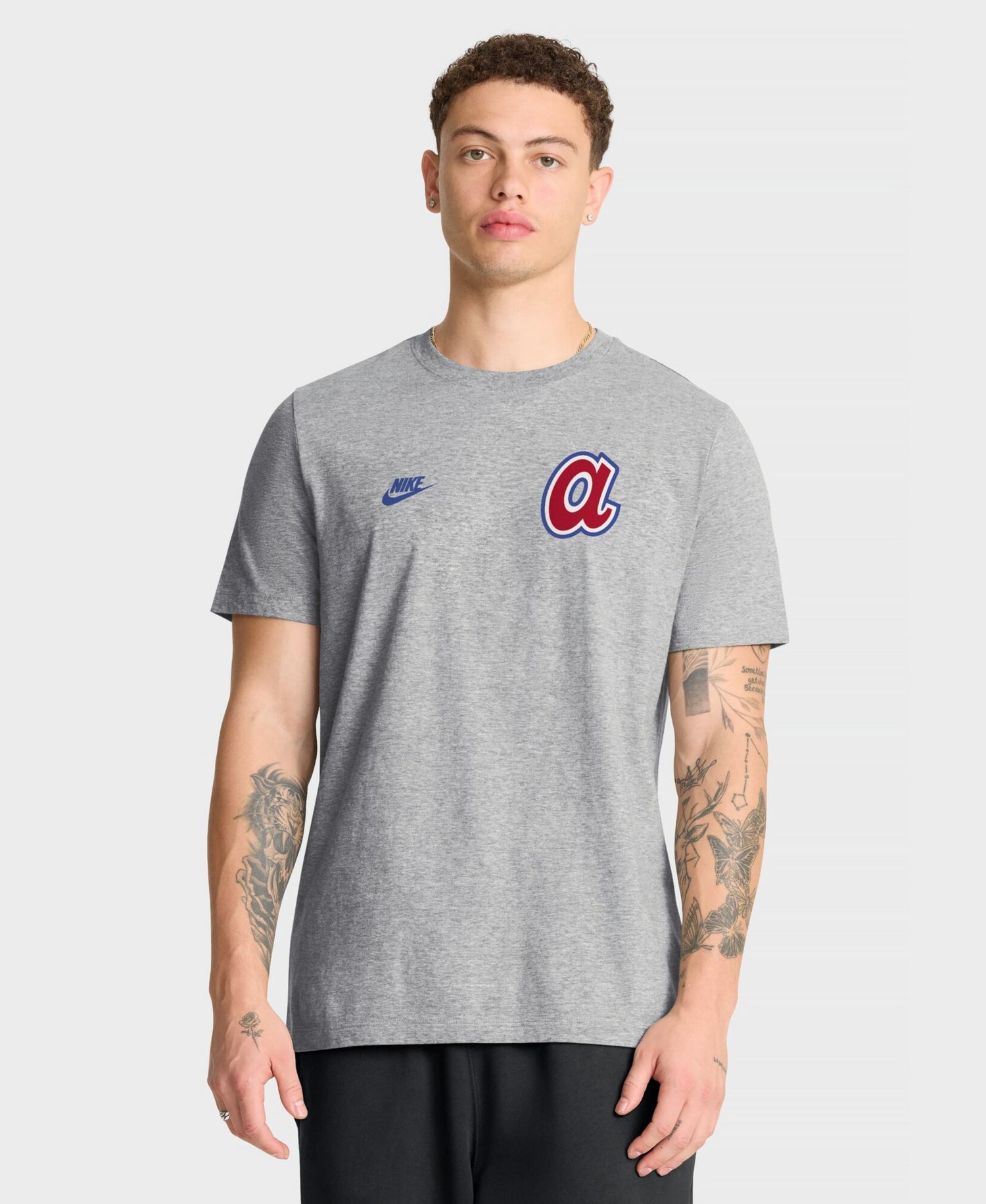 Men's Heather Gray Atlanta Braves Cooperstown 2-Hit T-Shirt