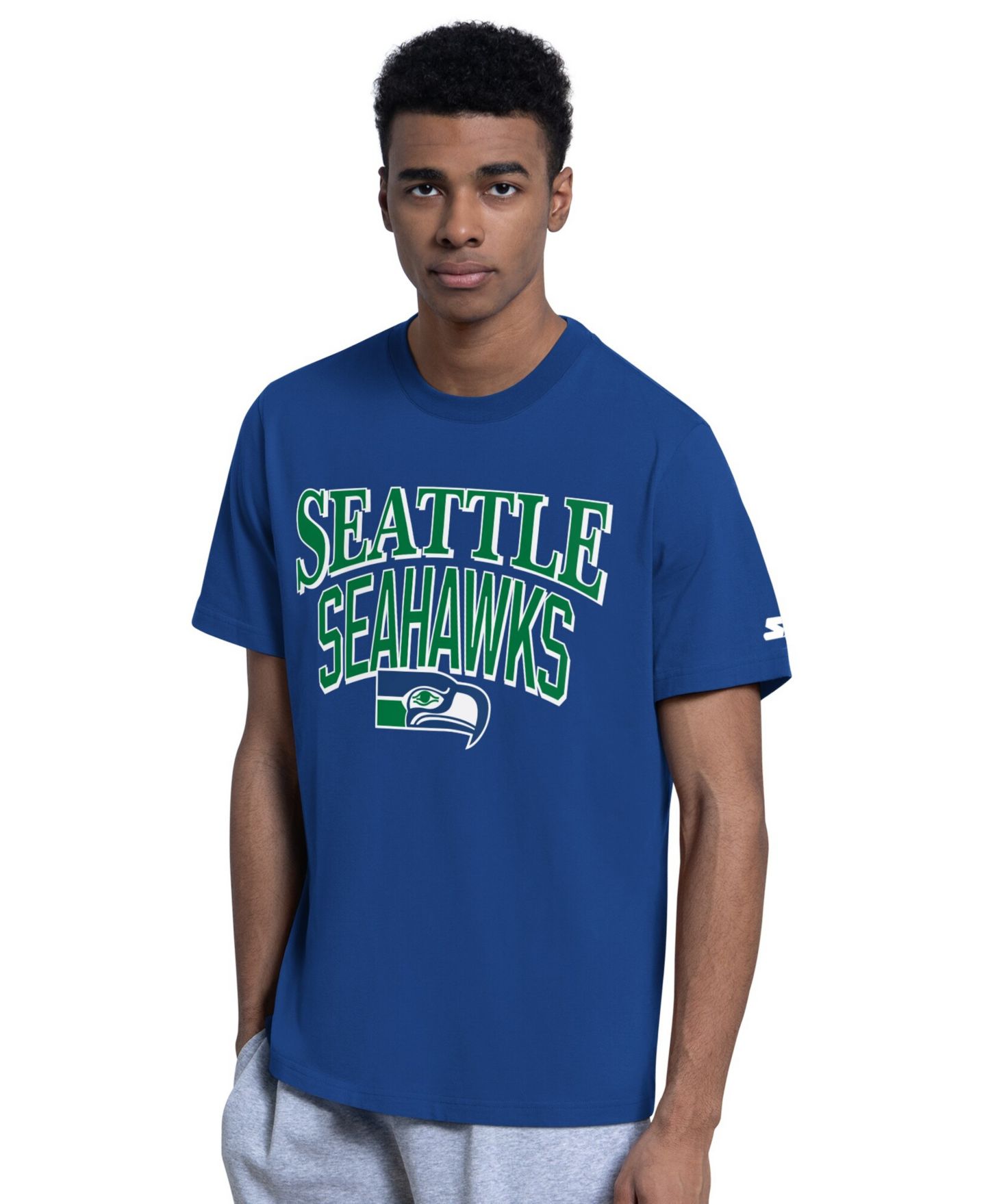 Мужские футболки Starter Royal/Heather Gray Seattle Seahawks Two-Pack Throwback Logo T-Shirt Set — фото 2