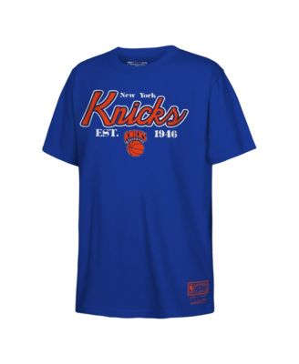 Big Boys and Girls Mitchell Ness Blue New York Knicks Opening Day T-Shirt