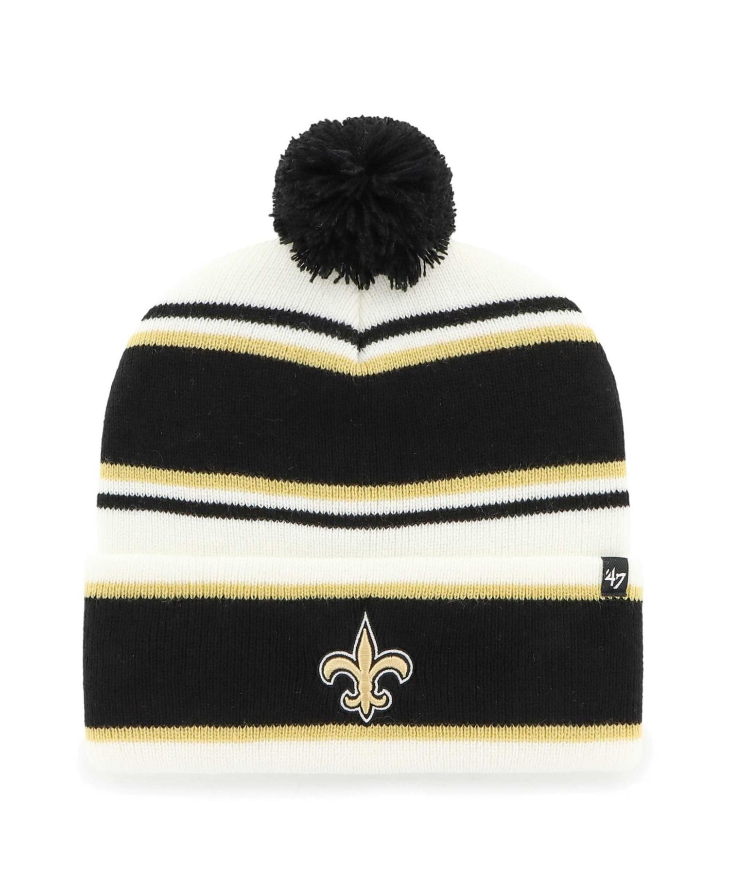47 Brand Big Boys and Girls White New Orleans Saints Stripling Cuffed Knit Hat with Pom