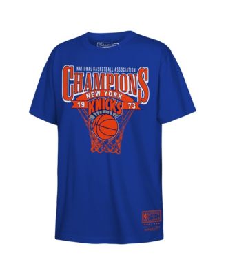 Big Boys and Girls Mitchell Ness Blue New York Knicks 1973 NBA Champions T-Shirt