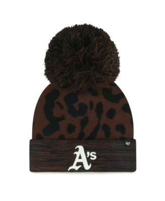 Women's Brown Athletics Rosette Cuffed Knit Hat with Pom