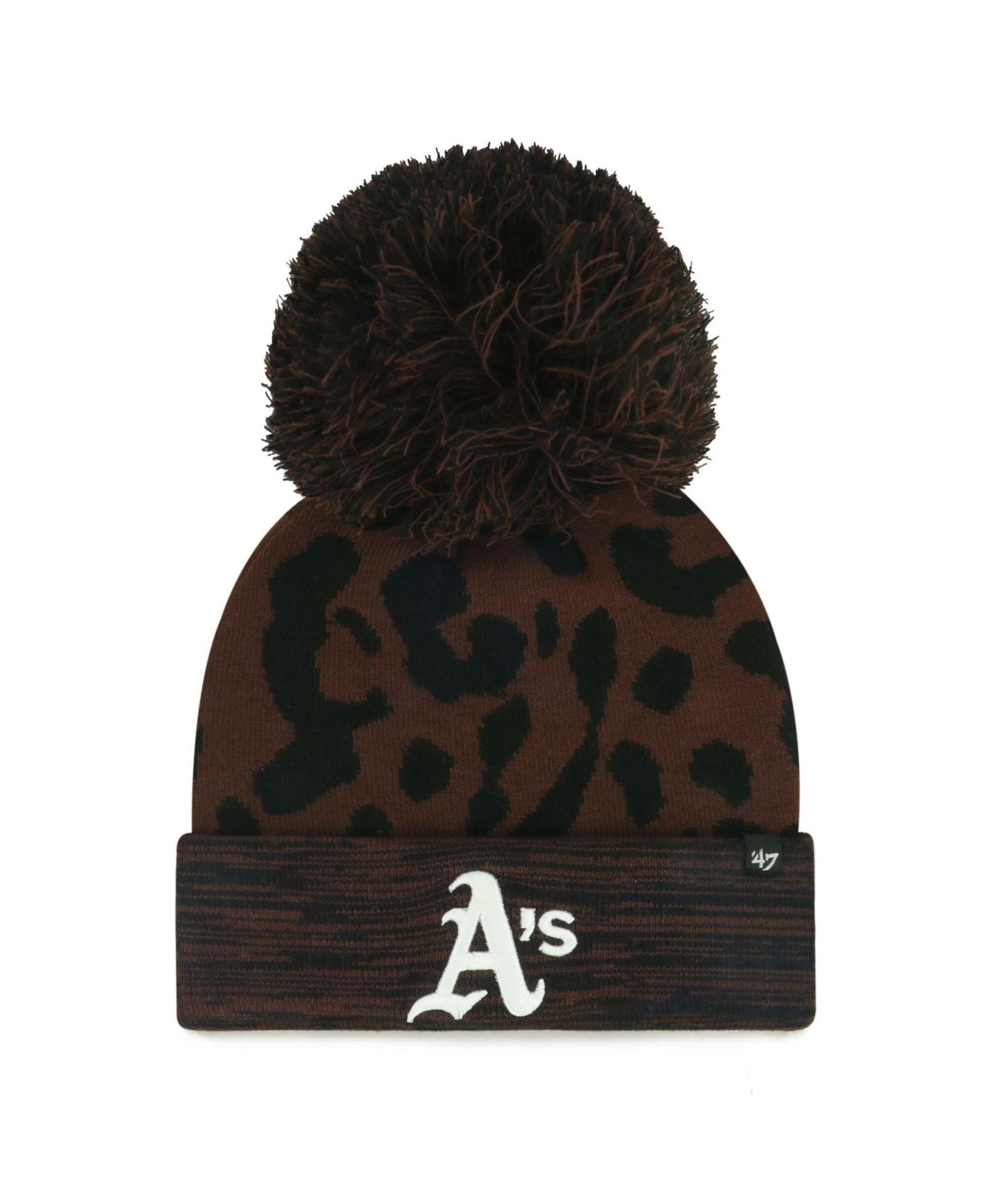 Women's Brown Athletics Rosette Cuffed Knit Hat with Pom