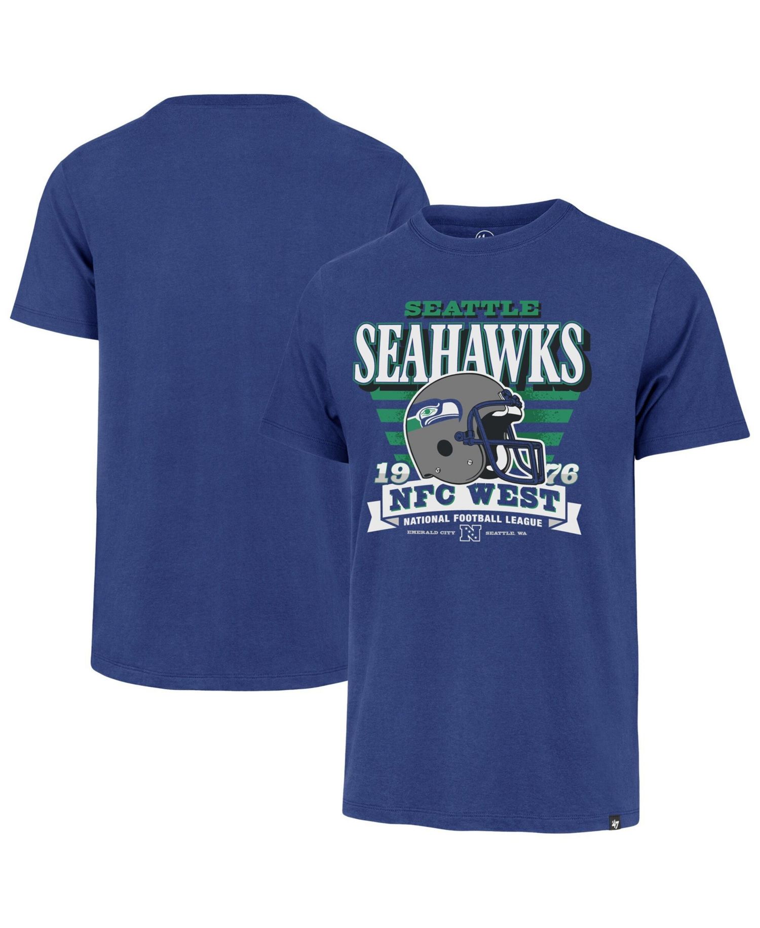Men's Royal Seattle Seahawks Stripe Splash Franklin Throwback T-Shirt
