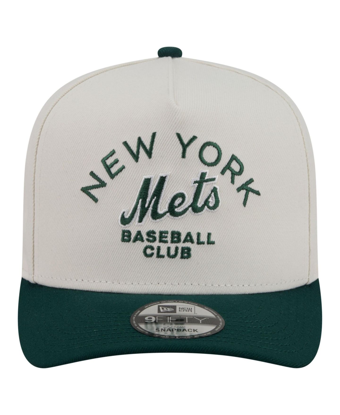 Мужская кепка New Era Cream/Dark Green New York Mets Chrome A-Frame 9FIFTY Snapback Hat — фото 2