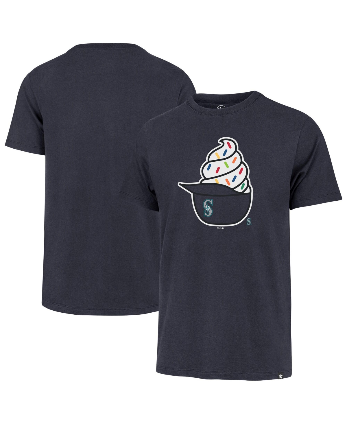 47 Brand Men's Navy Seattle Mariners Ice Cream Helmet Franklin T-Shirt - Navy