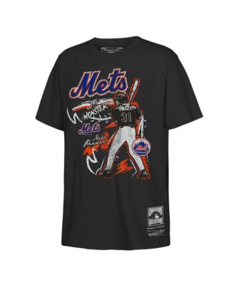 Big Boys and Girls Mitchell Ness Mike Piazza Black New York Mets Chalked Up Player T-Shirt