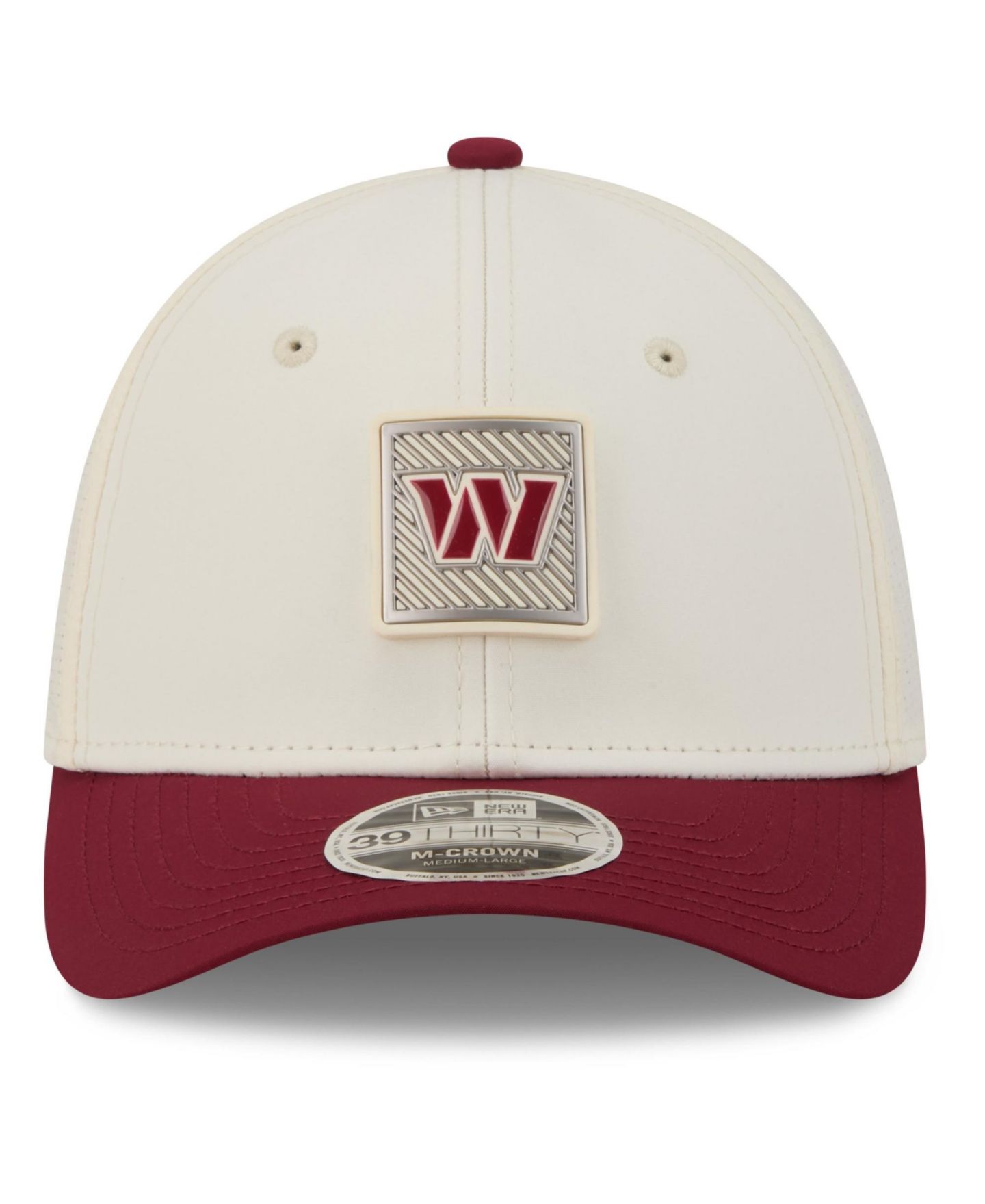 Мужская кепка New Era Cream/Burgundy Washington Commanders 2026 NFL Training Camp 39THIRTY Flex Hat — фото 2