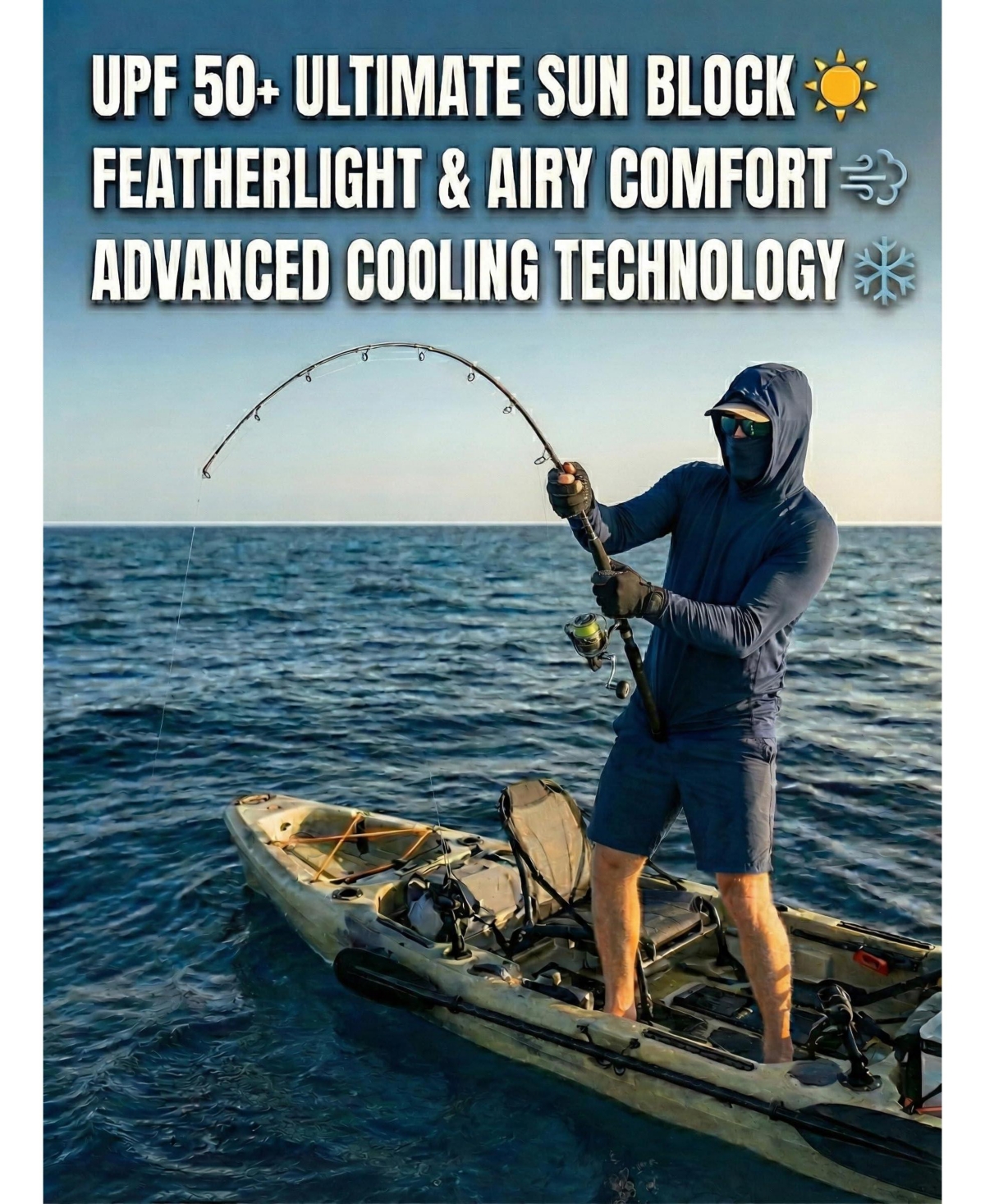 Piscifun 3 Pack Mens Fishing Hooded Face Cover Quick Dry Long Sleeve Performance Tee Outdoor Sports Yard Work