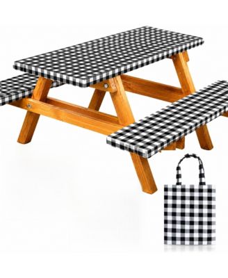 Fitted Picnic Table And Bench Covers Waterproof Windproof Elastic Edges For Outdoor Camping