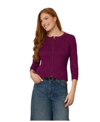 Women's Scalloped Rib Trim Cardigan