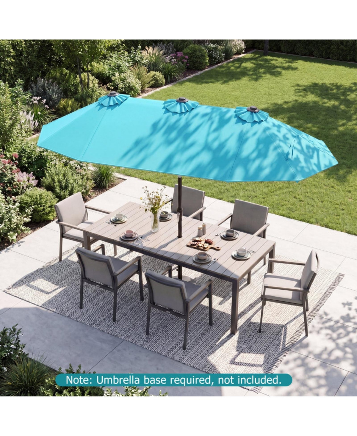 Gouun 10 feet Double-Sided Rectangular Patio Umbrella with Push-Button Tilt