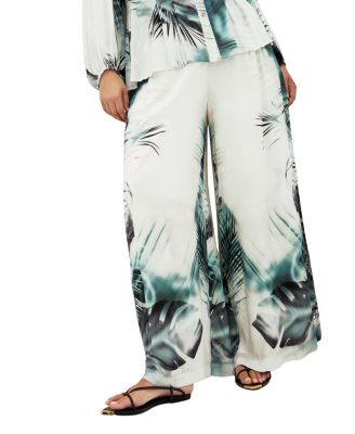 Plus Size Piper Palm Print Wide Leg Pant