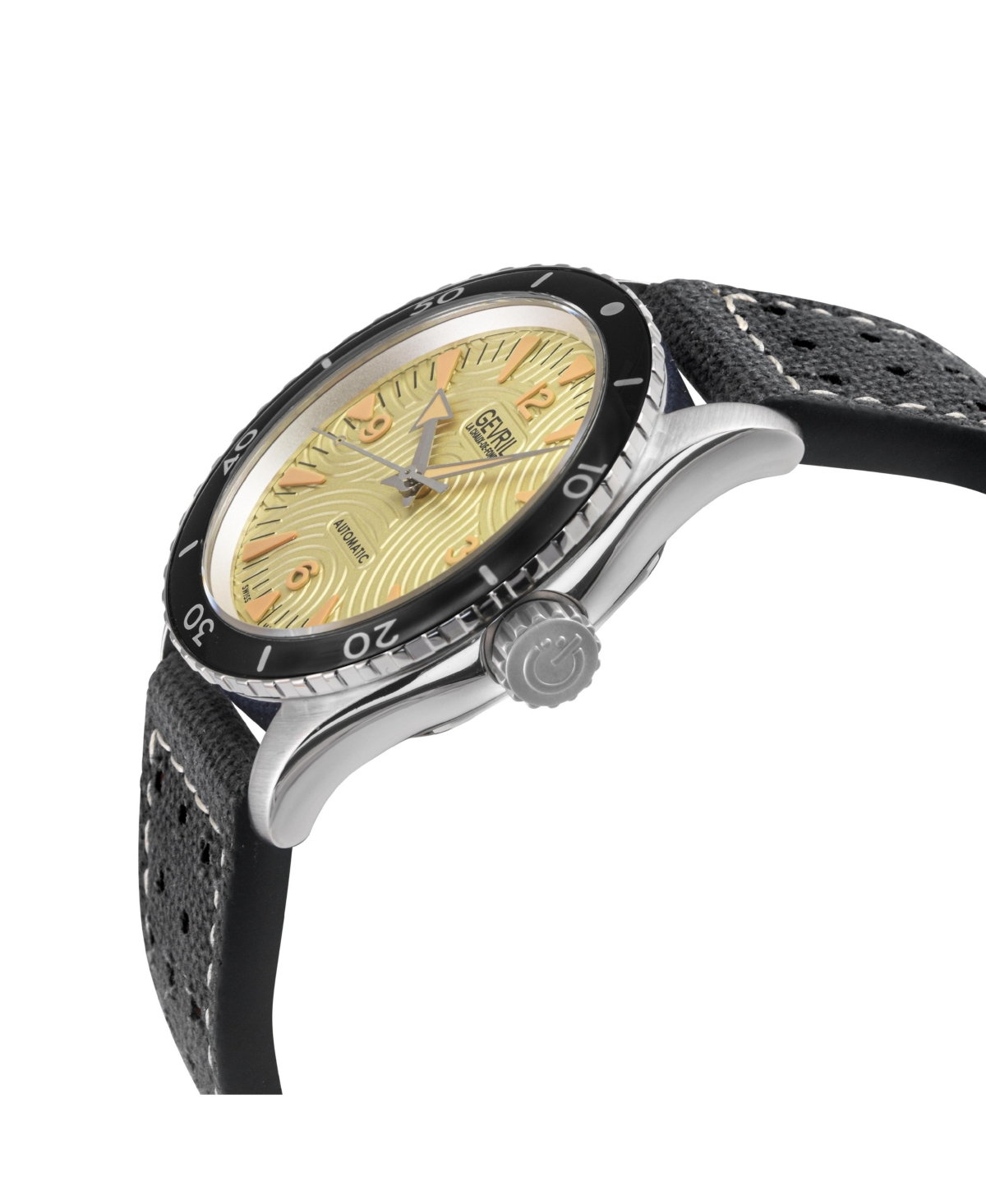 Gevril Men's Swiss Made Franklin Swiss Automatic Italian Leather with canvas Strap Watch