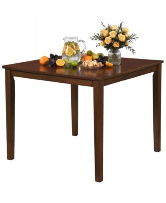 Farmhouse Dining Table for 4 People, 35" Square Kitchen Table with Rubber Wood Legs