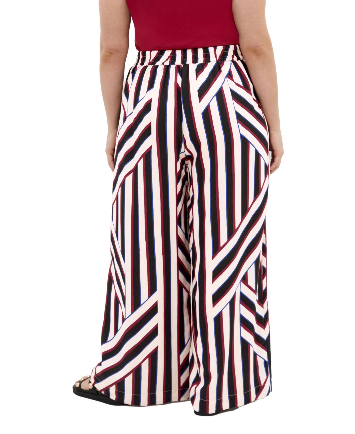 Plus Size Haylee Pull-On Wide-Leg Stripe Pants