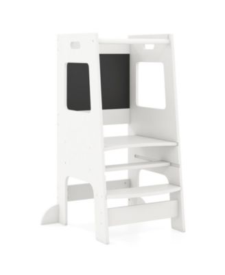 Adjustable Birch Wood Toddler Kitchen Tower with Chalkboards, Ages 3+