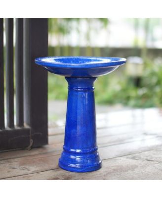 15"H Vintage Ceramic Bird Bath, Decorative Yard Wild Bird Feeder