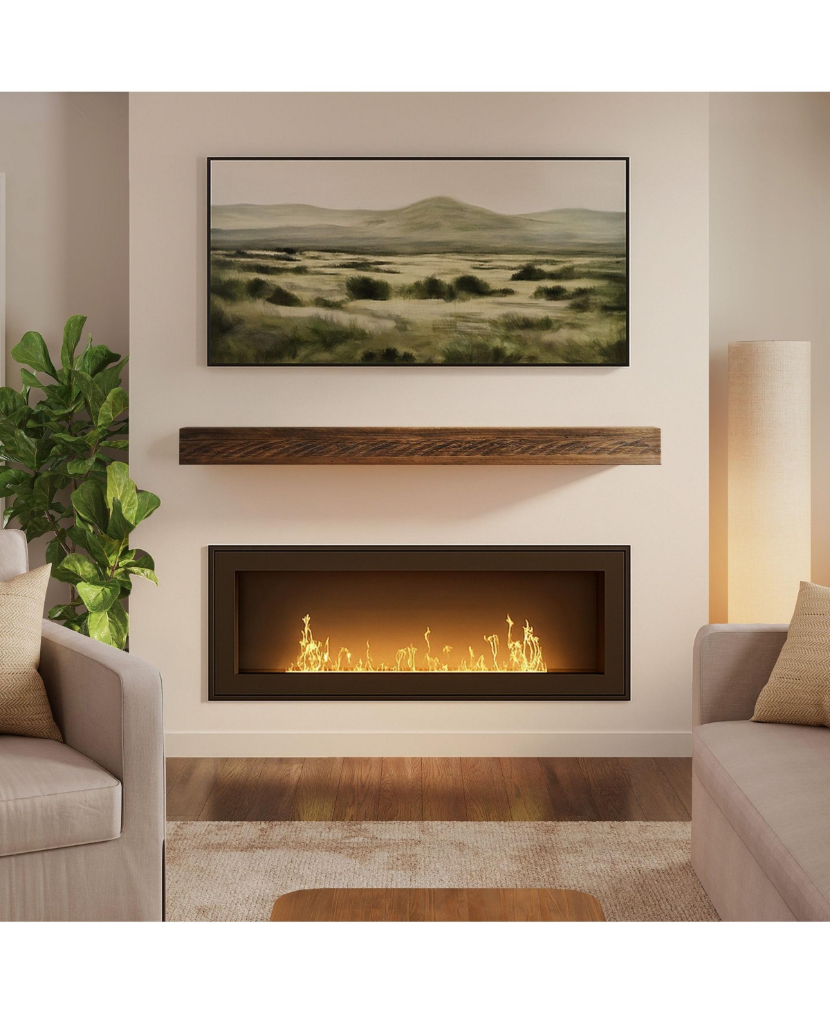 Plank+Beam 72 Inch Rustic Floating Shelf/Fire Beam