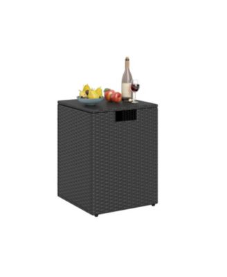 Rattan Propane Tank Cover Side Table with Flip-Top Lid