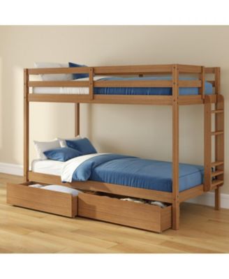 Bear Furniture Plywood Twin/Twin with Underbed Storage Drawers, Oak Embossed Pecan