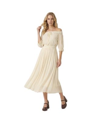 Women's Off-Shoulder Crochet Top and Maxi Skirt Set