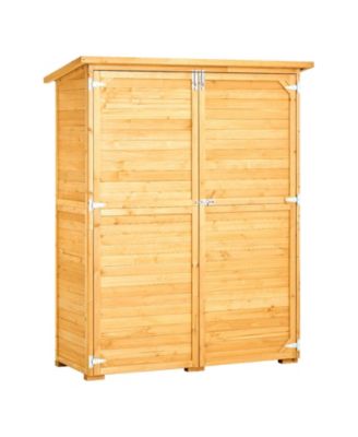 Cedar Wood Outdoor Storage Shed with Waterproof Roof and Lockable Doors