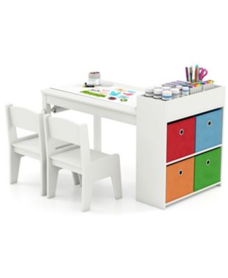 Kids Art Table and Chairs Set with 2 Chairs and Paper Roll