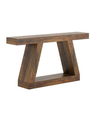 55" Farmhouse Console Table with Storage Shelves