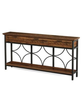 Long Console Table with Storage Drawers for Entryway