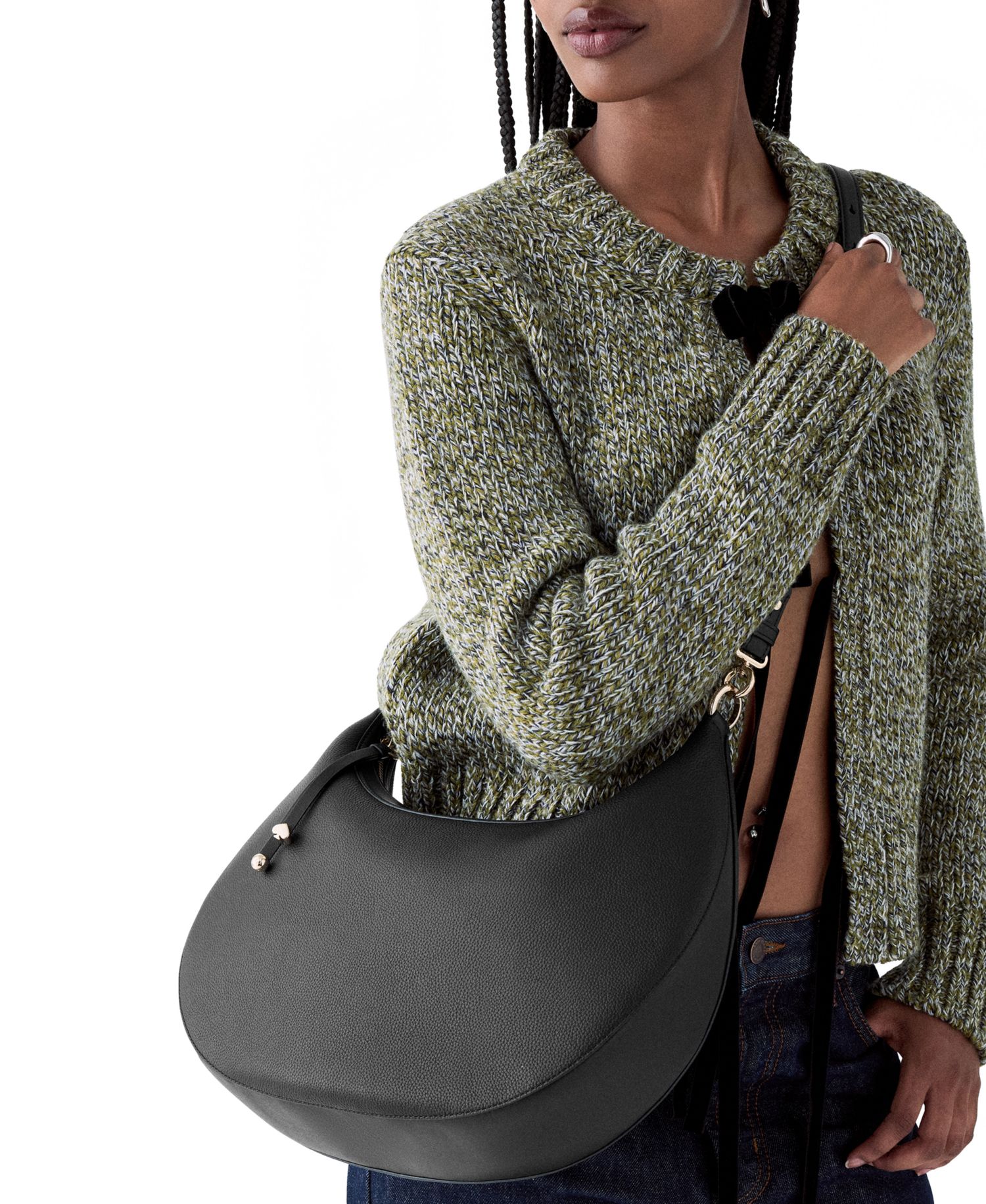 Liv Large Pebbled Leather Hobo Shoulder Bag