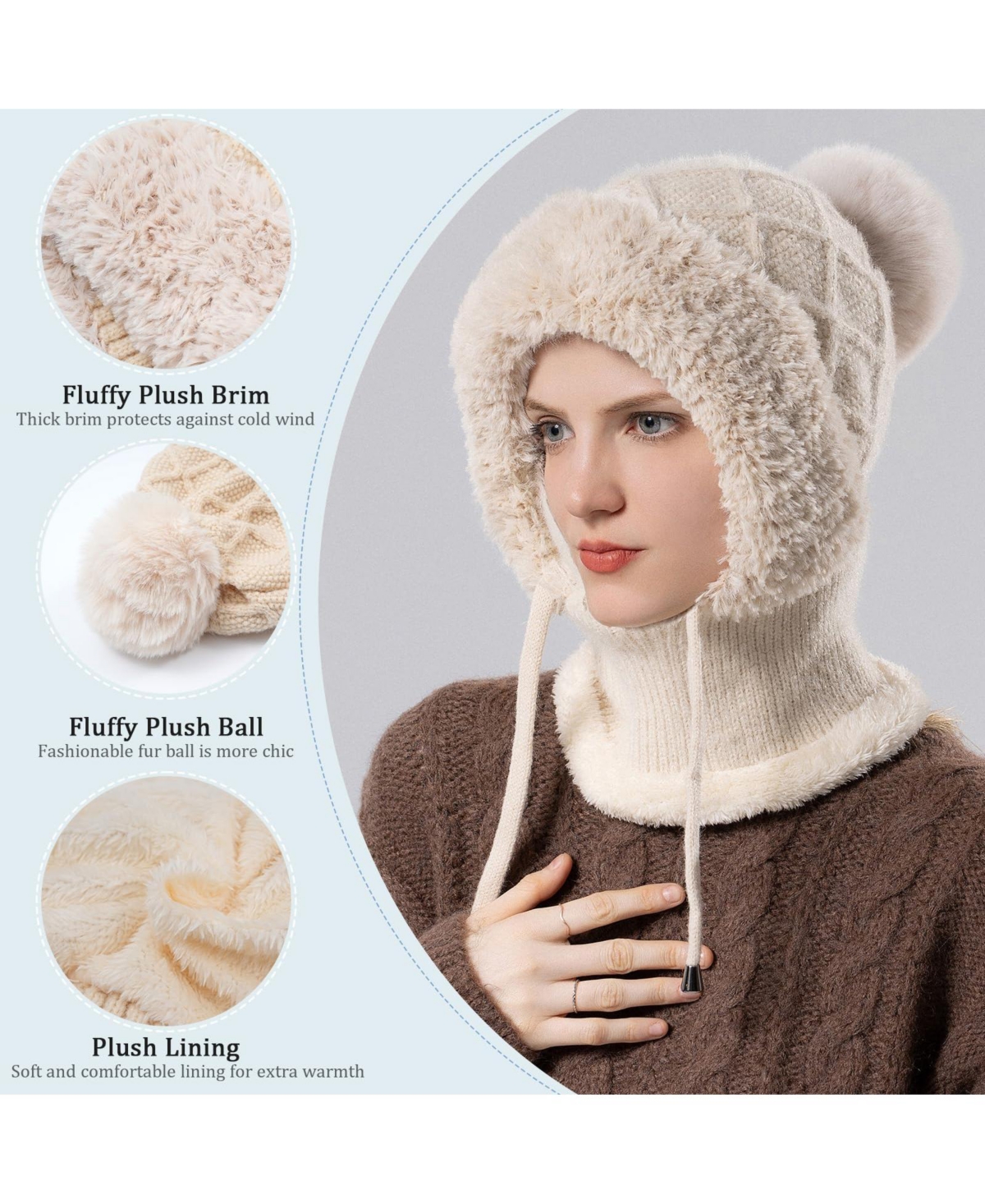 Piscifun Balaclava Ski Hat Windproof Face Cover Warm Outdoor Winter Gear