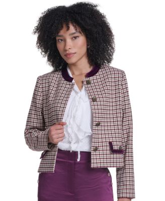 Women's Cropped Shoulder-Padded Woven Jacket