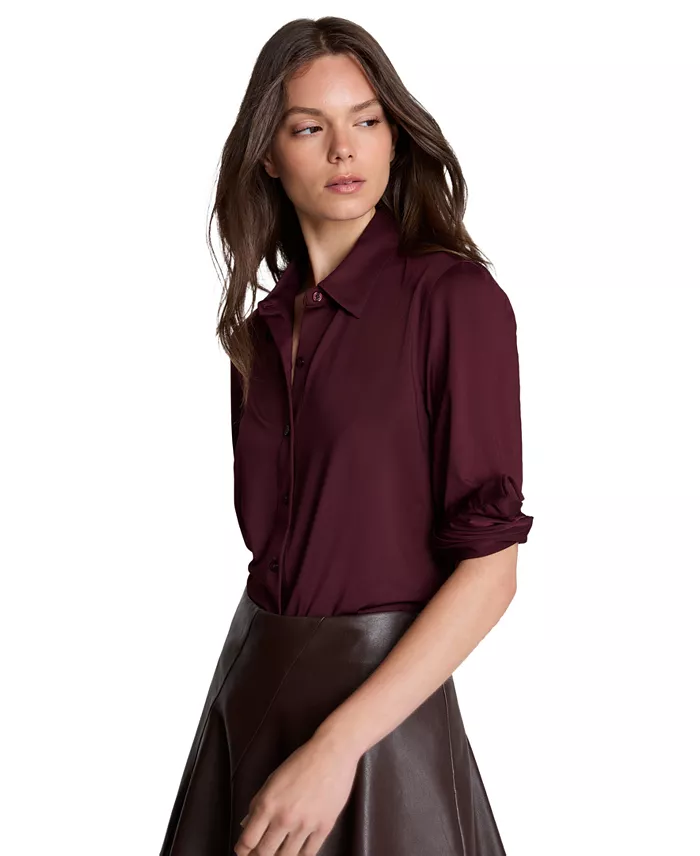 Women's Metro Knit Long Sleeve Button Front Shirt - thumbnail 5