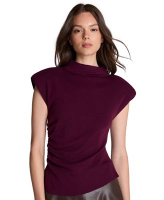 Women's Extended Shoulder Keyhole Back Mock Neck 