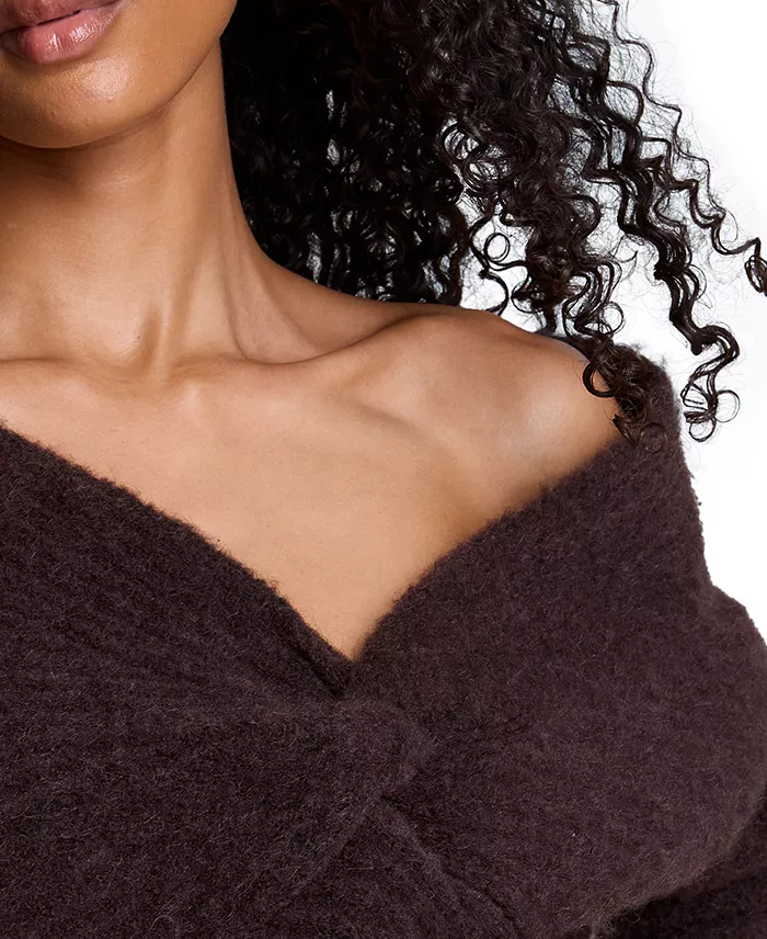Women's Asymmetric Twist Neck Sweater - thumbnail 6