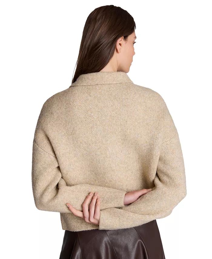 Women's Long Sleeve Collared Utility Sweater Jacket - thumbnail 6