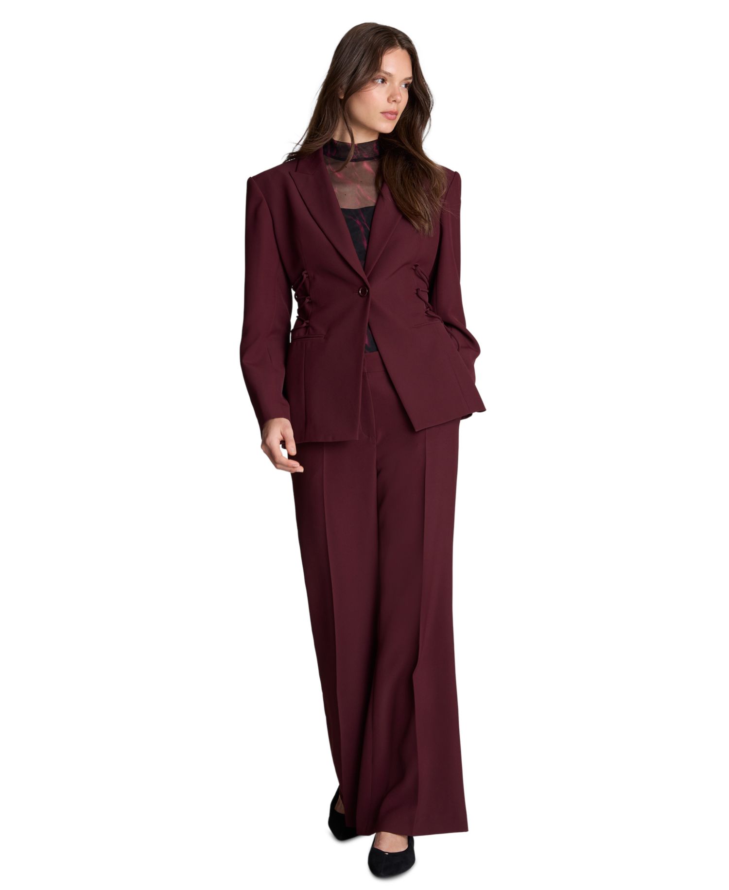 Women's Fly Front Back Zipper Flare Pant