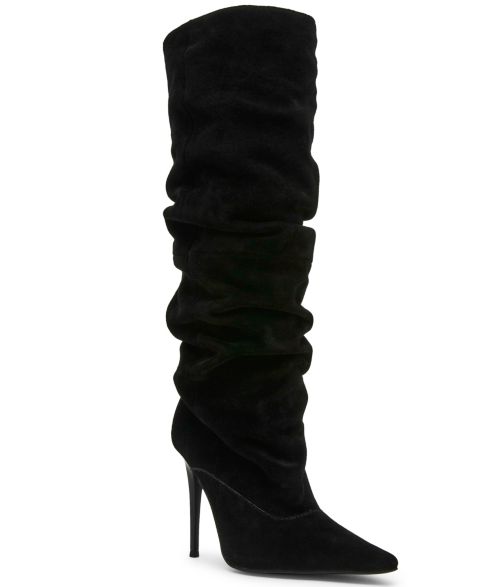 Женские ботинки Steve Madden Elona Knee-High Slouch Stiletto Dress Boots, цвет: Чёрный замшевый