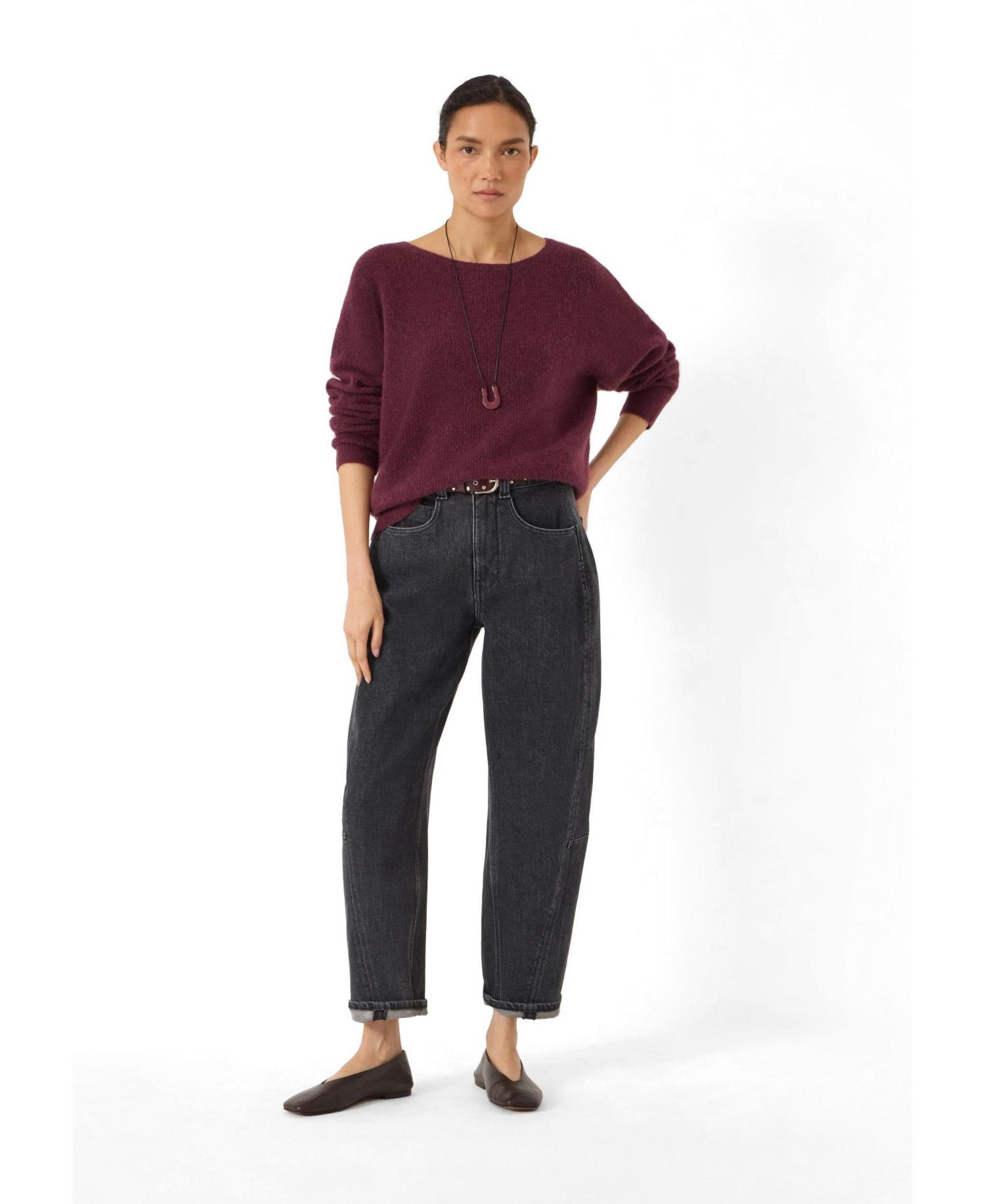 Women's Bryony Slash Neck Ribbed Jumper