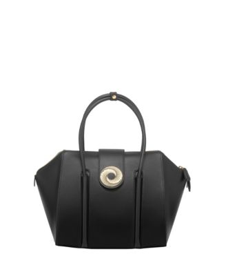 La Donna Italian Leather Shoulder Bag with Gold Monogram