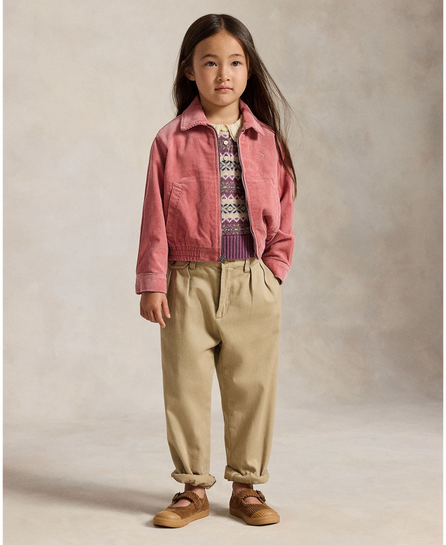 Куртка Polo Ralph Lauren Corduroy Long-Sleeve Jacket для девочек, цвет: Холщовый розовый — фото 2
