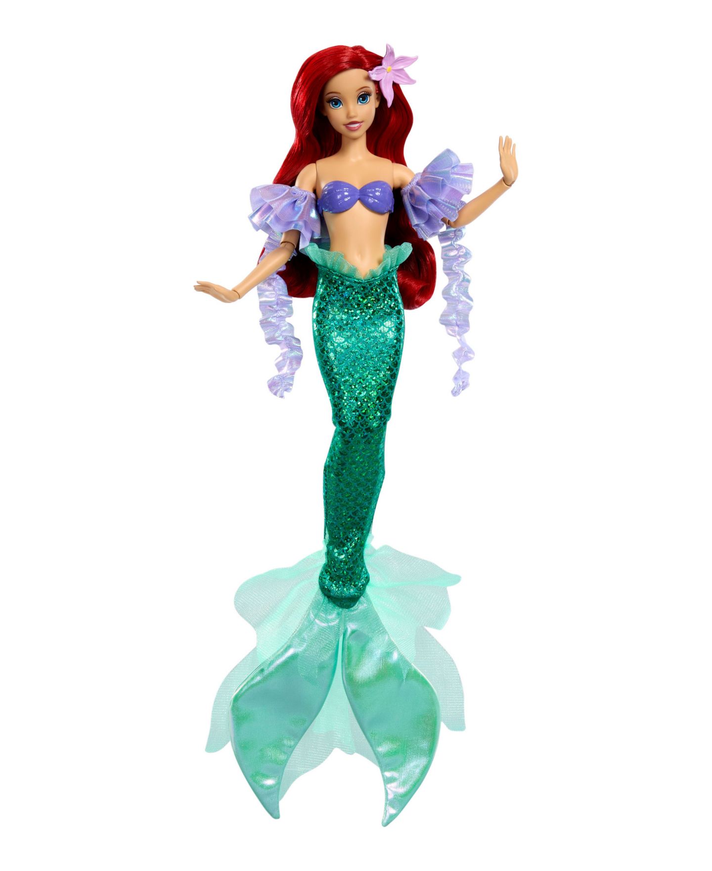 Детская кукла Disney Princess Sparkling Princess Series Ariel Removable Tail & Sleeves Fashion Doll, Ages 4+ — фото 6