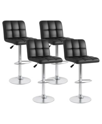 Set of 4 Modern Swivel Bar Stools with Heavy-duty Metal Base