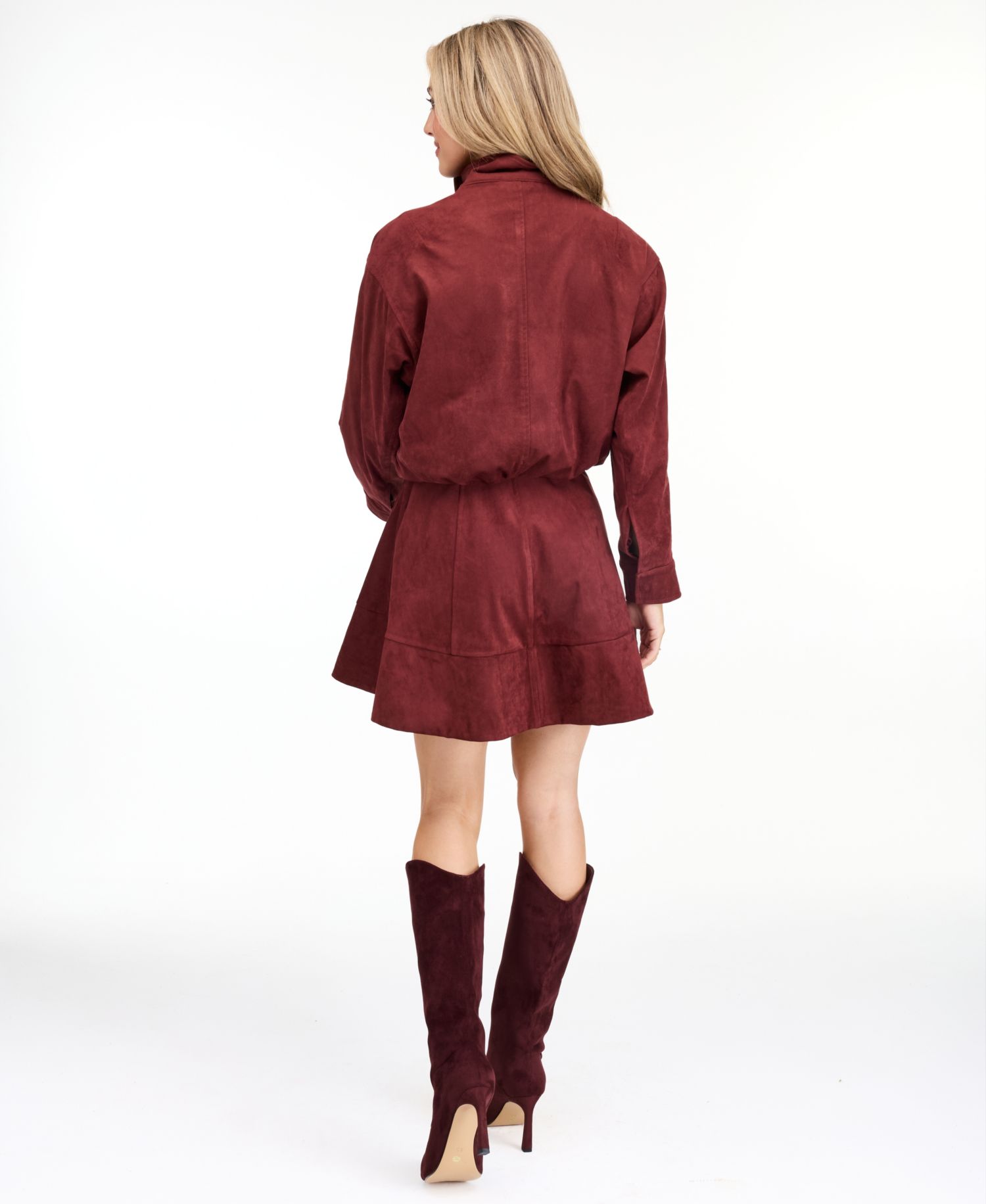 Women's Porter Faux-Suede Bomber Funnel Neck Jacket