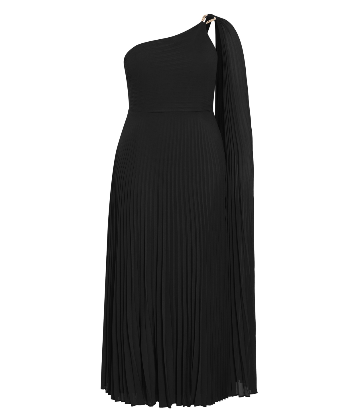 City Chic Plus Eloura One Shoulder Pleat Maxi Dress