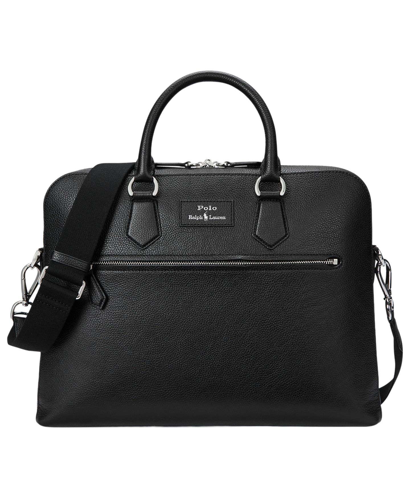 Мужская сумка Polo Ralph Lauren Pebbled Leather Commuter, цвет: Чёрный — фото 1
