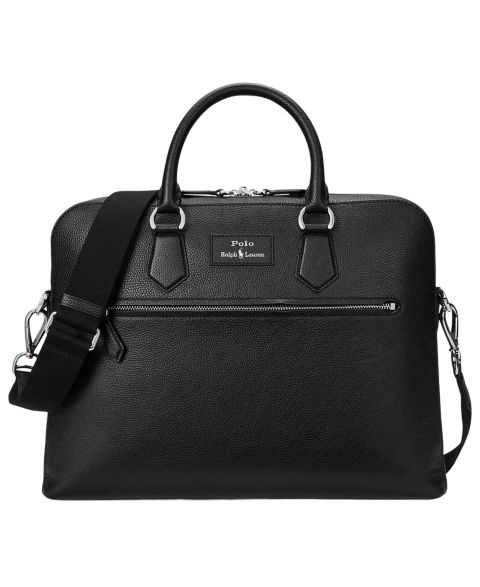Мужская сумка Polo Ralph Lauren Pebbled Leather Commuter, цвет: Чёрный